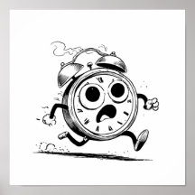Fun Cartoon Coloring Page: Ablaze Clock Sketch