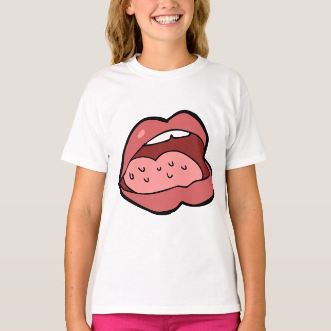 Fun Cartoon Open Mouth and Lips T Shirt (Framsida)