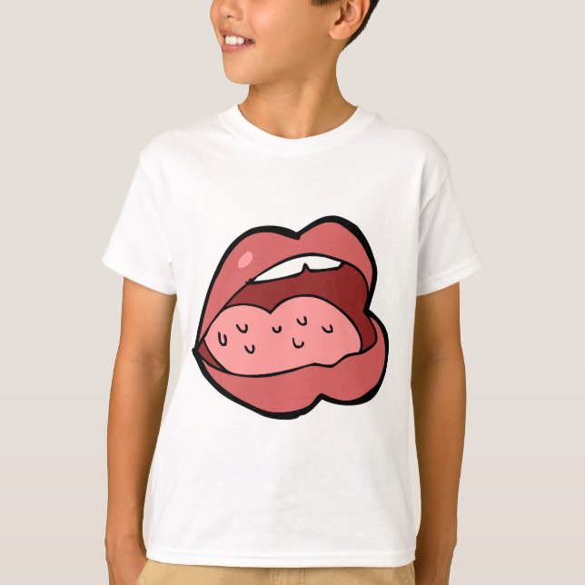 Fun Cartoon Open Mouth and Lips T Shirt (Framsida)