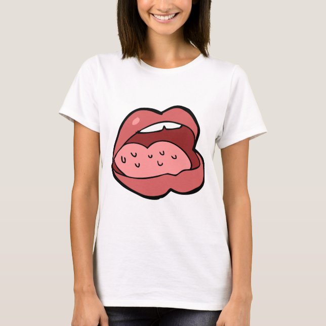 Fun Cartoon Open Mouth and Lips T Shirt (Framsida)
