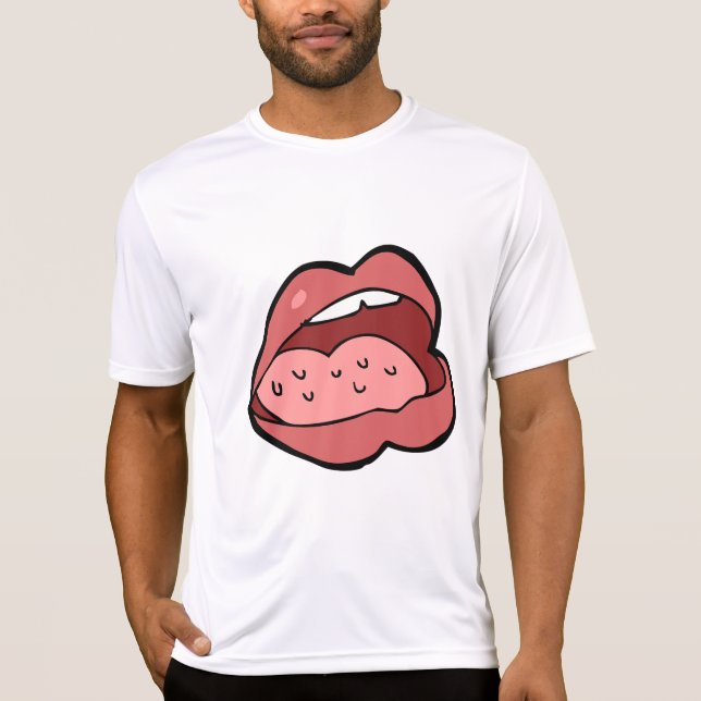 Fun Cartoon Open Mouth and Lips T Shirt (Framsida)
