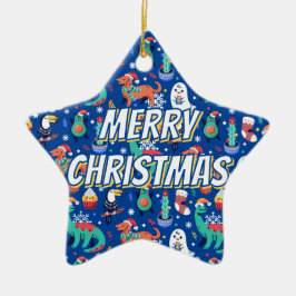 Fun Christmas Dinosaur Dog Parrot Avocado Cactus Julgransprydnad Keramik