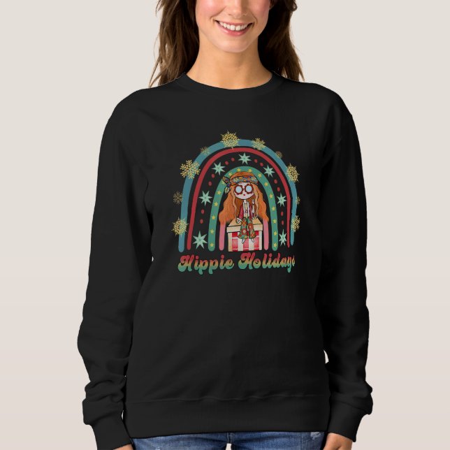 Fun Christmas Have A Hippie Holidays Retro Christm T Shirt (Framsida)