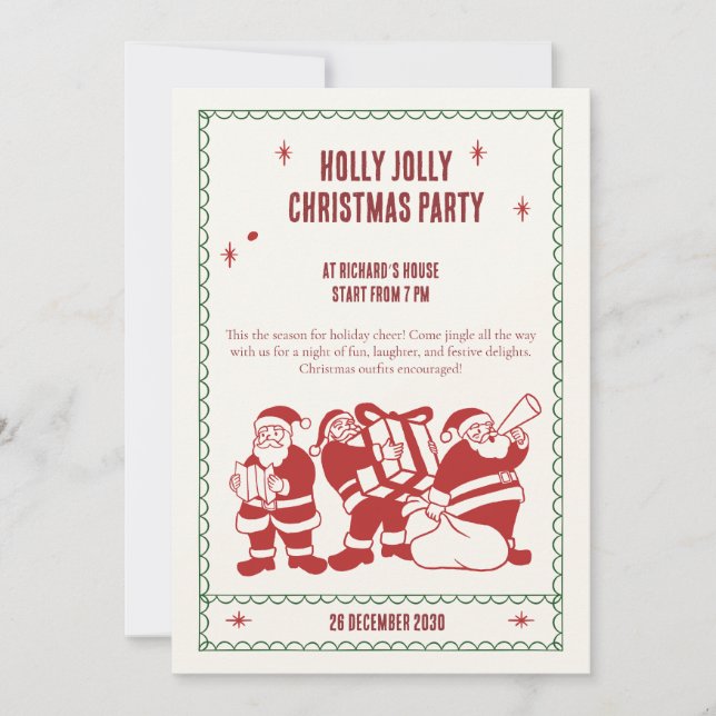 Fun Christmas party invite by Santa Inbjudningar (Framsida)