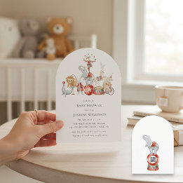 fun Circus Baby Shower with qr code Invitation Inbjudningar