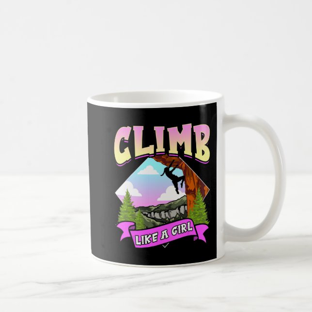 Fun Climb Like A Girl Rock Climbing Bouldering Cli Kaffemugg (Höger)
