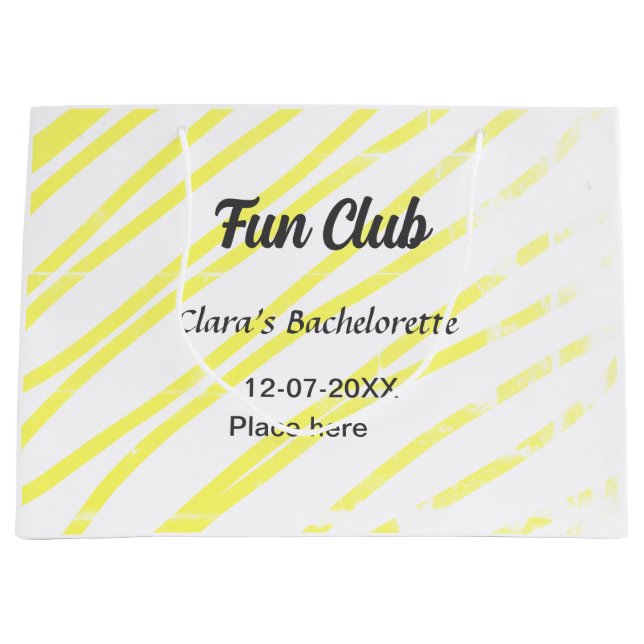 Fun Club bachelorette party yellow lines backgroun (Framsidan)
