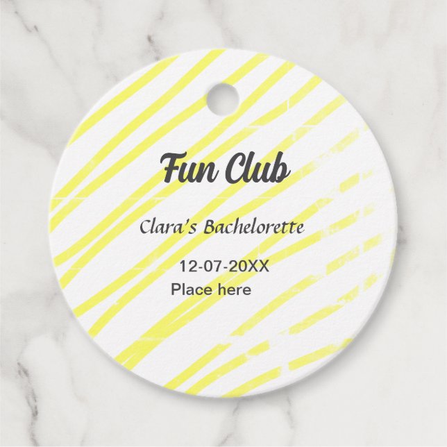 Fun Club bachelorette party yellow lines backgroun Gåvor Etiketter (Framsida)