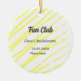 Fun Club bachelorette party yellow lines backgroun Julgransprydnad Keramik