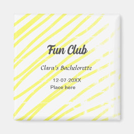 Fun Club bachelorette party yellow lines backgroun Magnet