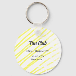 Fun Club bachelorette party yellow lines backgroun Nyckelring