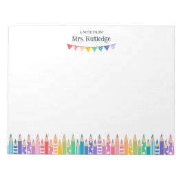 Fun Colored Pencils Note From School Teacher Anteckningsblock