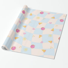 Fun Colorful Pizza Birthday Wrapping Paper Presentpapper