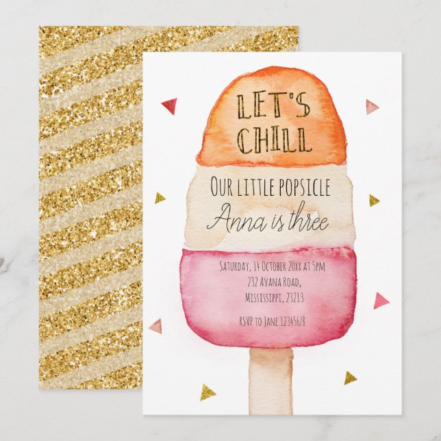 Fun Colorful Popsicle Birthday Invitation Inbjudningar (Fram/baksida)