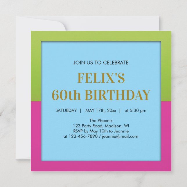 Fun Colorful Surprise Birthday Party Invitation Inbjudningar (Baksida)