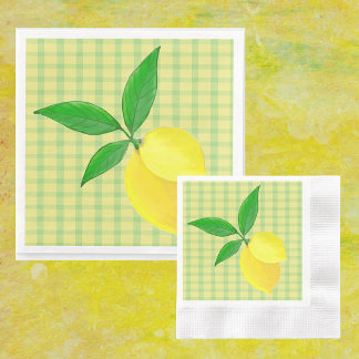 Fun Country Yellow Green Check Lemon  Pappersservett