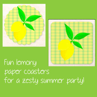 Fun Country Yellow Green Check Lemon  Underlägg Papper Kvadrat