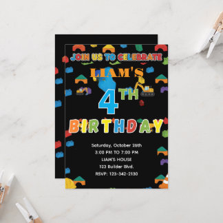 Fun Customizable Construction Birthday Invitation Inbjudningar