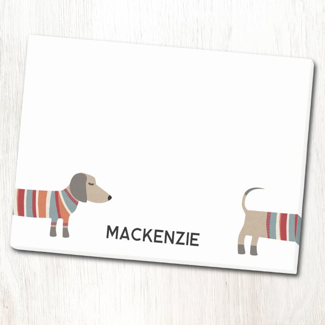 Fun Dachshund Wiener Dog Personalized Post-it Block (Fun Dachshund Wiener Sausage Dog personalized custom name Post-it sticky notes)