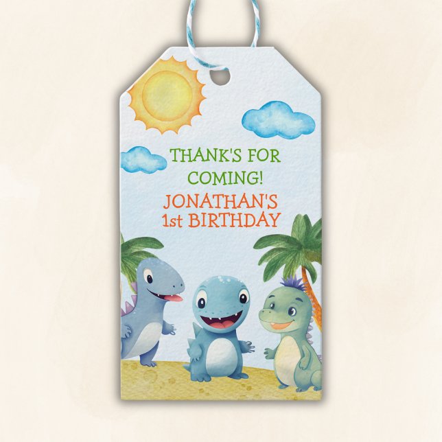 Fun Dinosaurs, Boy's birthday Presentetikett (Skapare uppladdad)