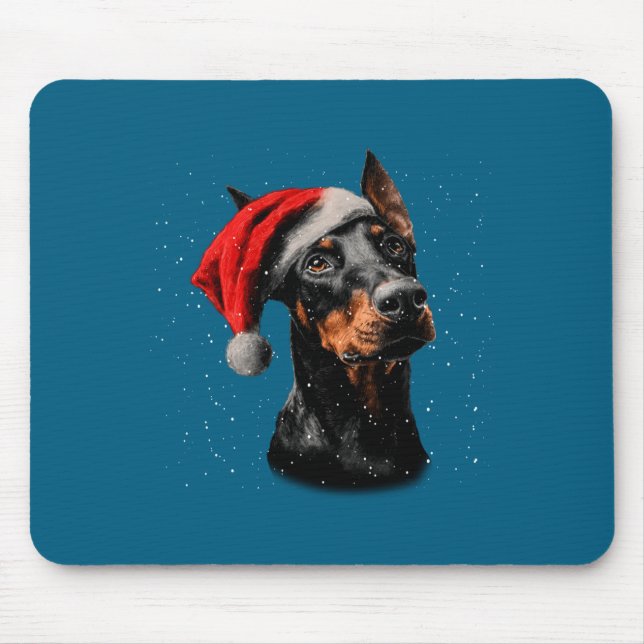 Fun Doberman Dog Christmas Lights Santa Hat Long S Musmatta (Framsidan)