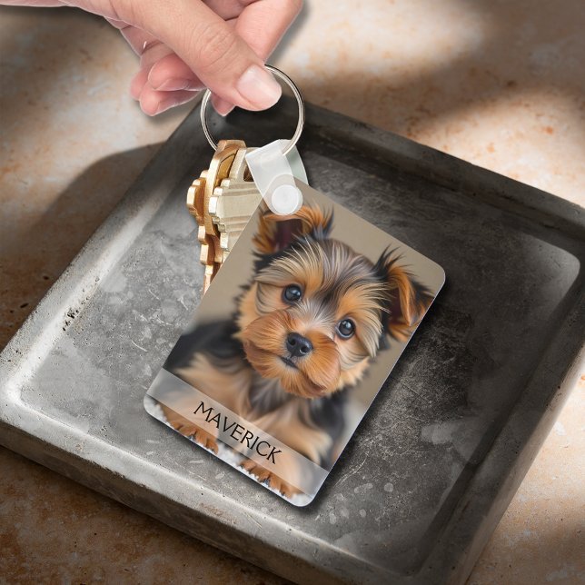 Fun Dog Photo Double Sided Aluminum Nyckelring (Fun dog photo double-sided aluminum keepsake keychain)