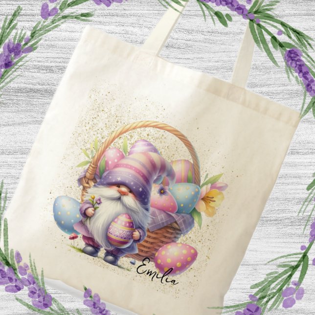 Fun Easter Egg Hunt Gnomes Glitter Tygkasse (Skapare uppladdad)