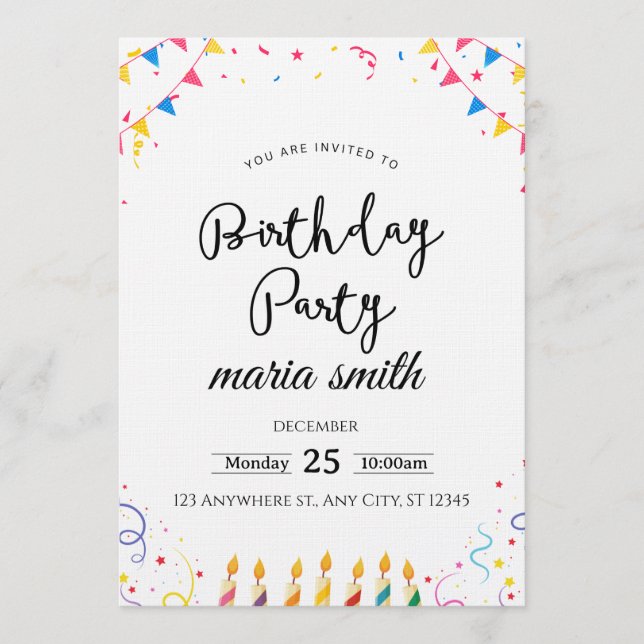 Fun & Editable Birthday Invitation – Custom Party  Inbjudningar (Framsida)