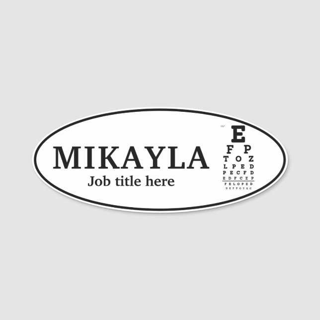 Fun Eyechart Optician Name Tag Namnbricka (Framsida)