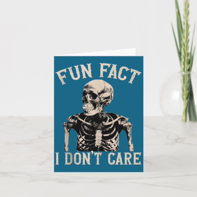 Fun Fact I Don’t Care Skull Funny Sarcastic Quote  Kort (Framsida)