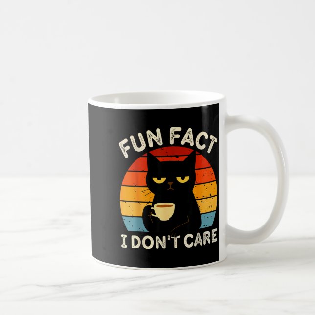 Fun Fact I Don't Care Funny Black Cat Saying Quote Kaffemugg (Höger)