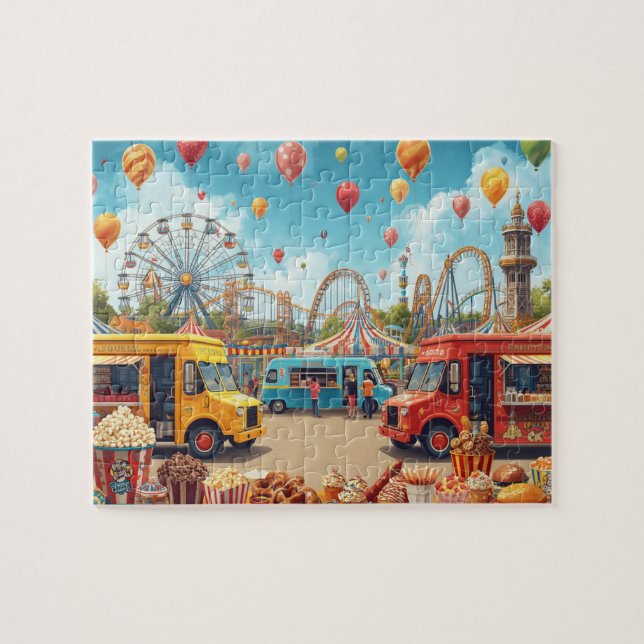 Fun Fair Carnival Food Trucks Roller Coaster Pussel (Horisontell)