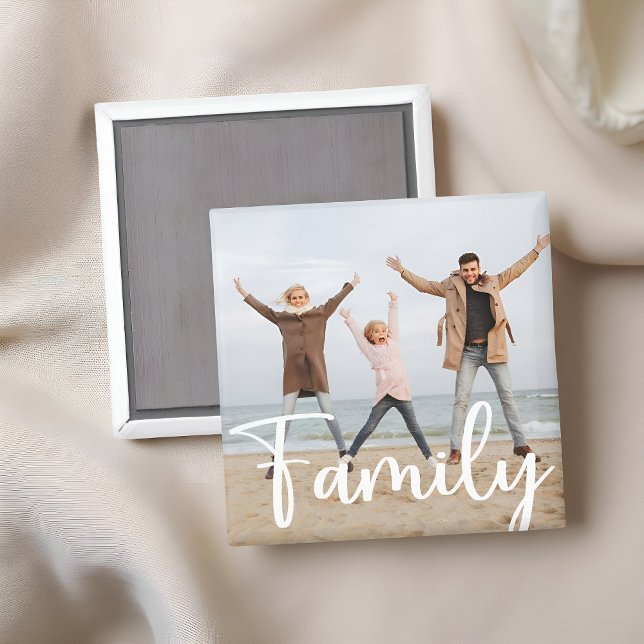 Fun Family Photo Modern Cool Typography Magnet (Skapare uppladdad)