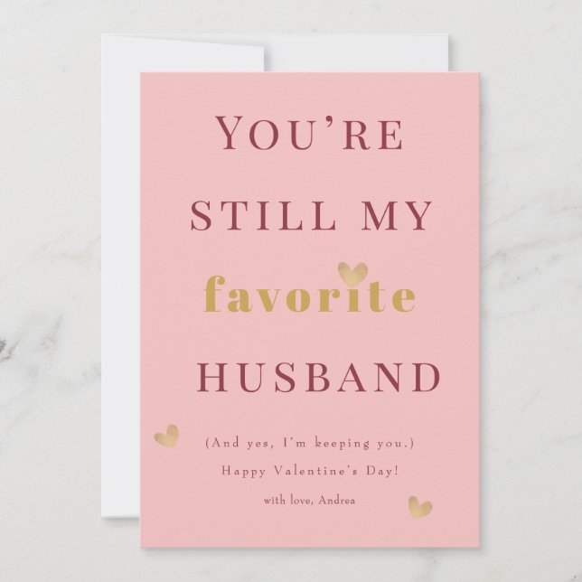 Fun Favorite Husband Valentine's Day Holiday Card Julkort (Framsida)