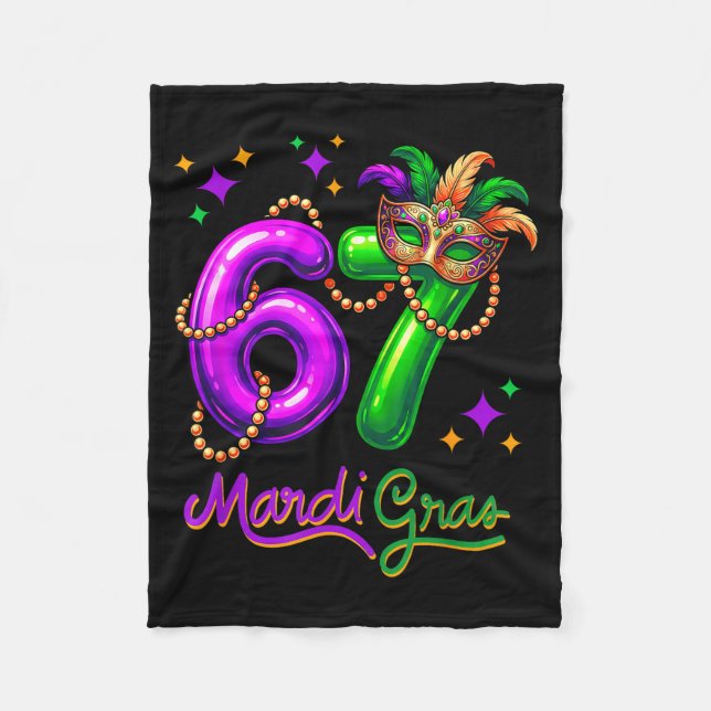 Fun Festive 67 Mardi Gras Party Balloons Beads Mas Fleecefilt (Framsidan)
