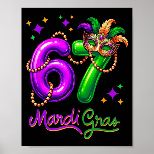 Fun Festive 67 Mardi Gras Party Balloons Beads Mas Poster (Framsidan)