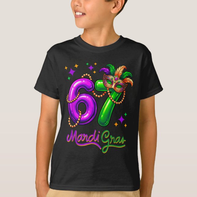 Fun Festive 67 Mardi Gras Party Balloons Beads Mas T Shirt (Framsida)