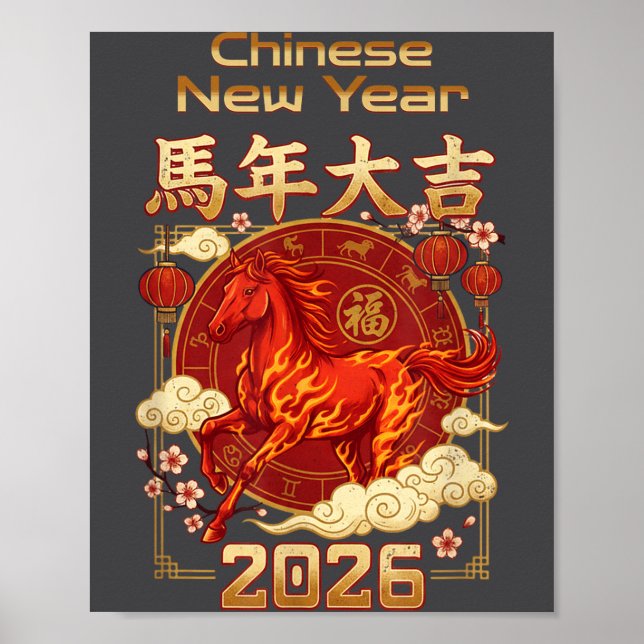 Fun Fire Horse 2026 Lunar New Year Energy Adventur Poster (Framsidan)