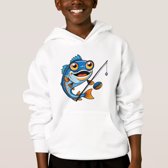 Fun Fish Cartoon – Kids’ Hoodie T Shirt (Framsida)