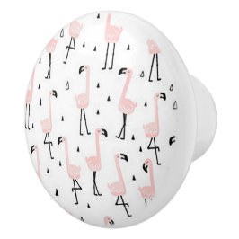 Fun Flamingo Ceramic Door Knob Knopp