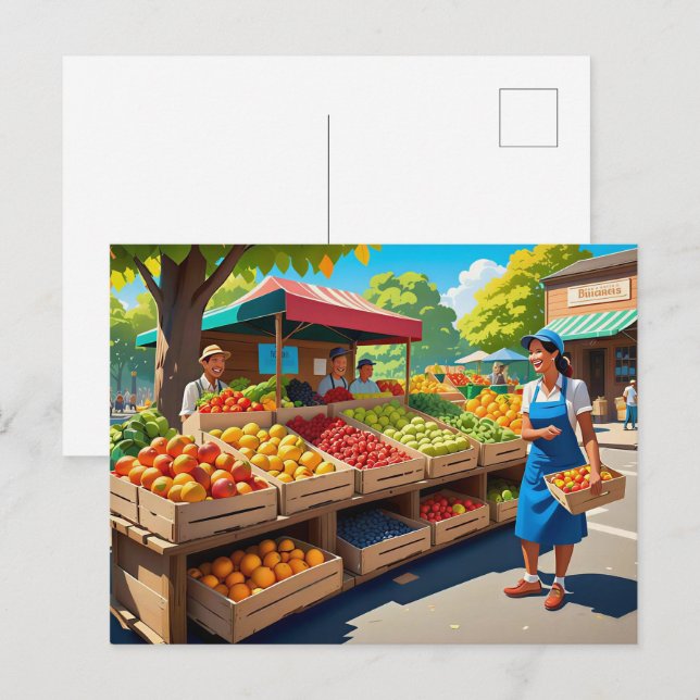 Fun fresh fruit vendors vykort (Fram/baksida)