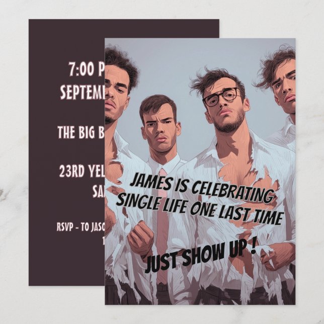 Fun Funny Bachelor Party Invitation Inbjudningar (Fram/baksida)