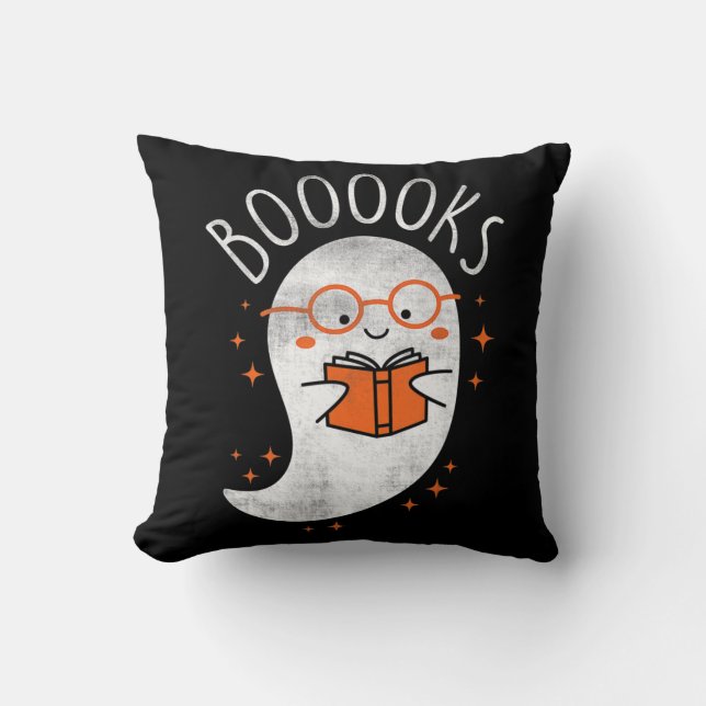 Fun Ghost Book Reading Halloween Cute Teacher Top  Kudde (Framsida)