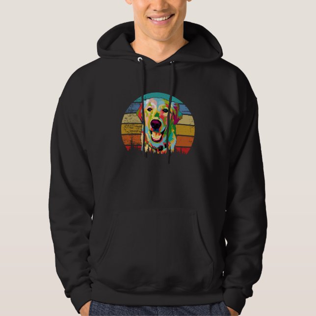 Fun  Golden Retriever Retro Vintage Hoodie (Framsida)