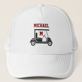 Fun Golf Guy Cart Monogram Name Keps