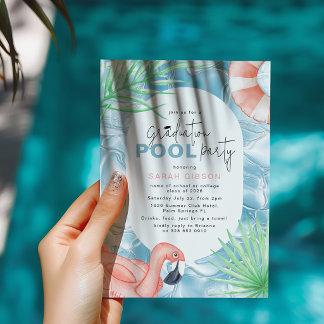 Fun Graduation Pool Party Invitation Inbjudningar
