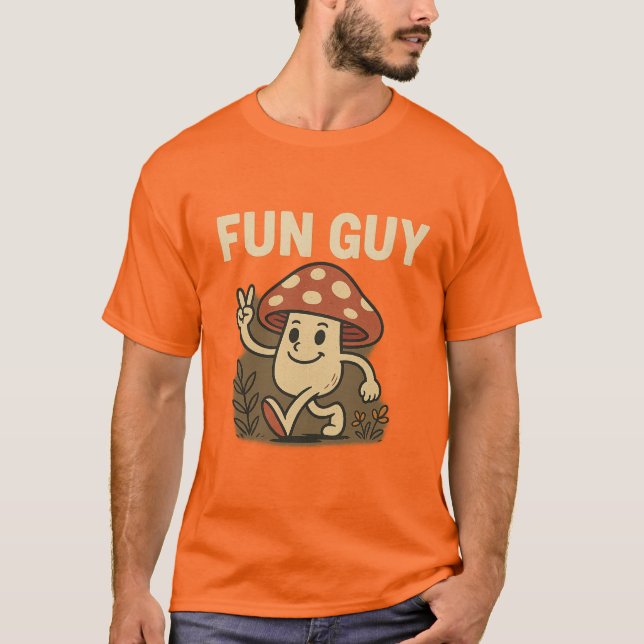 “Fun Guy” Mushroom T-Shirt – Cute Cartoon Pun Tee  (Framsida)