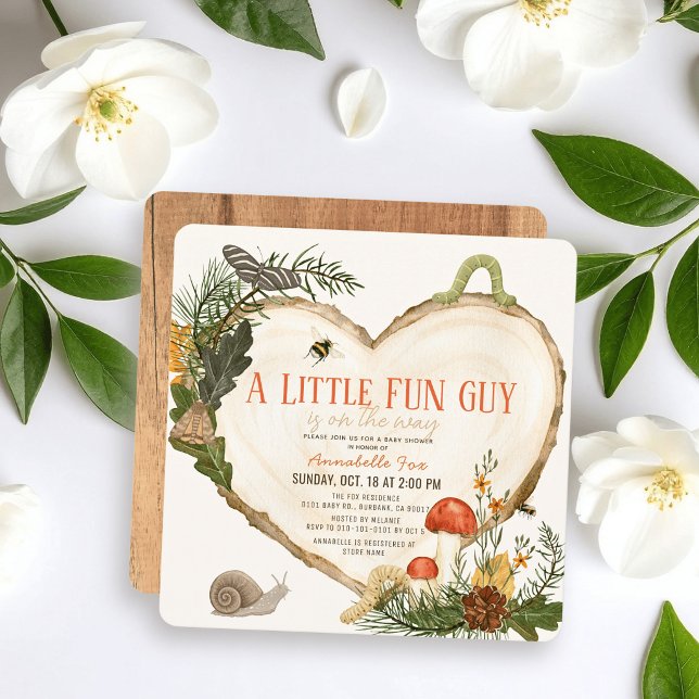 Fun Guy Wood Slice Mushroom Boy Baby Shower Inbjudningar (Skapare uppladdad)