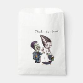 Fun Halloween Favor Bag with Ghostly Bride & Groom