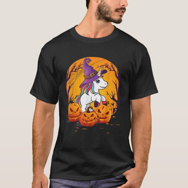 Fun Halloween Girls Kids Witchy Unicorn Halloween T Shirt (Framsida)